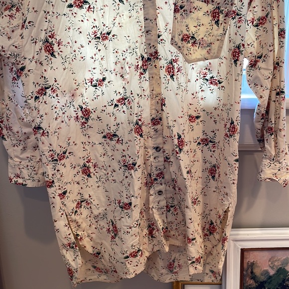 90s Vintage Victoria’s Secret Sleep Shirt Floral & Cream Button Up Pajamas - Picture 5 of 5